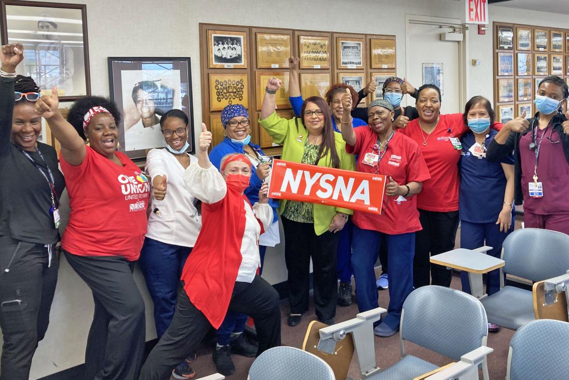 NYSNA Executive Director Pat Kane joins nurses at Harlem Hospital for a Nurses Week celebration