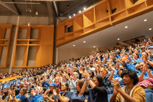 Huge audience at Nicholas Music Center at Rutgers University at HELP Congressional hearing for safe staffing.