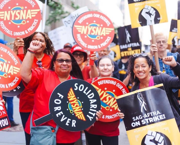 Nurses in Solidarity with WGA / SAG-Aftra at a Strike Picket in August 2023